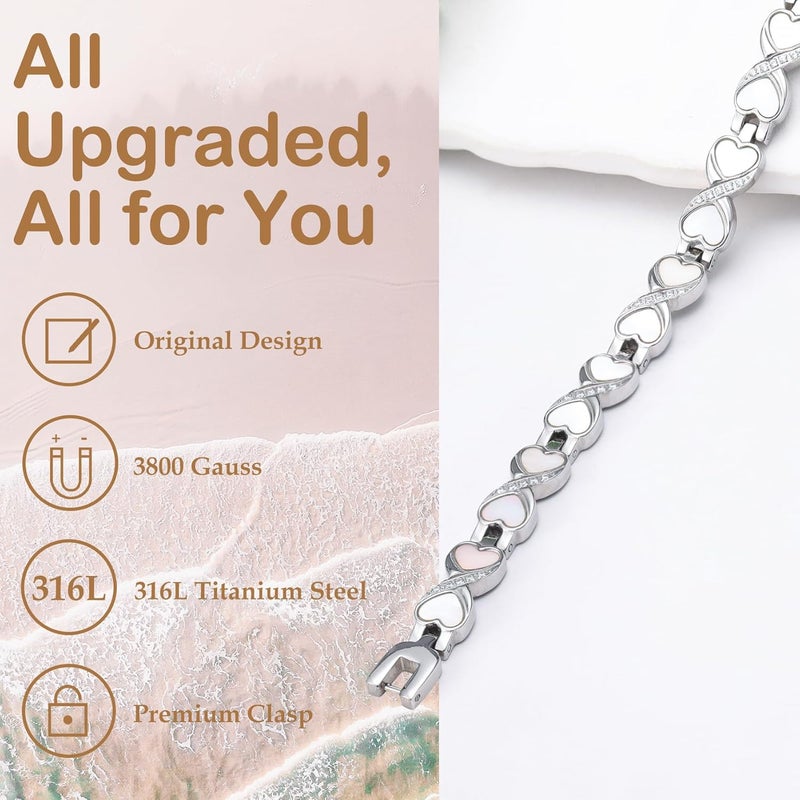 Feraco Magnetic Bracelets for Women with 3800 Gauss Effective Magnets, Stainless Steel Bracelet with Sparkling Zirconia, Infinite Symbol - Image 5